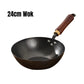 Handmade Hammered Cast Iron Non-Coated Wok with Lid