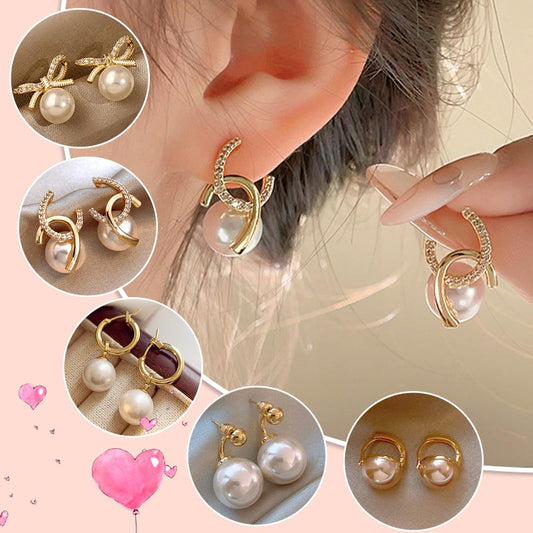 High-end Stylish Zircon Pearl Earrings