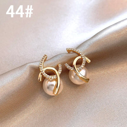 High-end Stylish Zircon Pearl Earrings