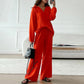 Casual Solid Color 2 Piece Set - V Neck Top and Loose Long Pants success